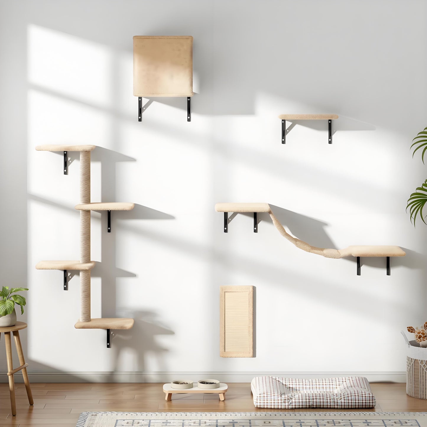 Olanty Wall Mounted Cat Tree Cat Wall Playground Set of 5pcs