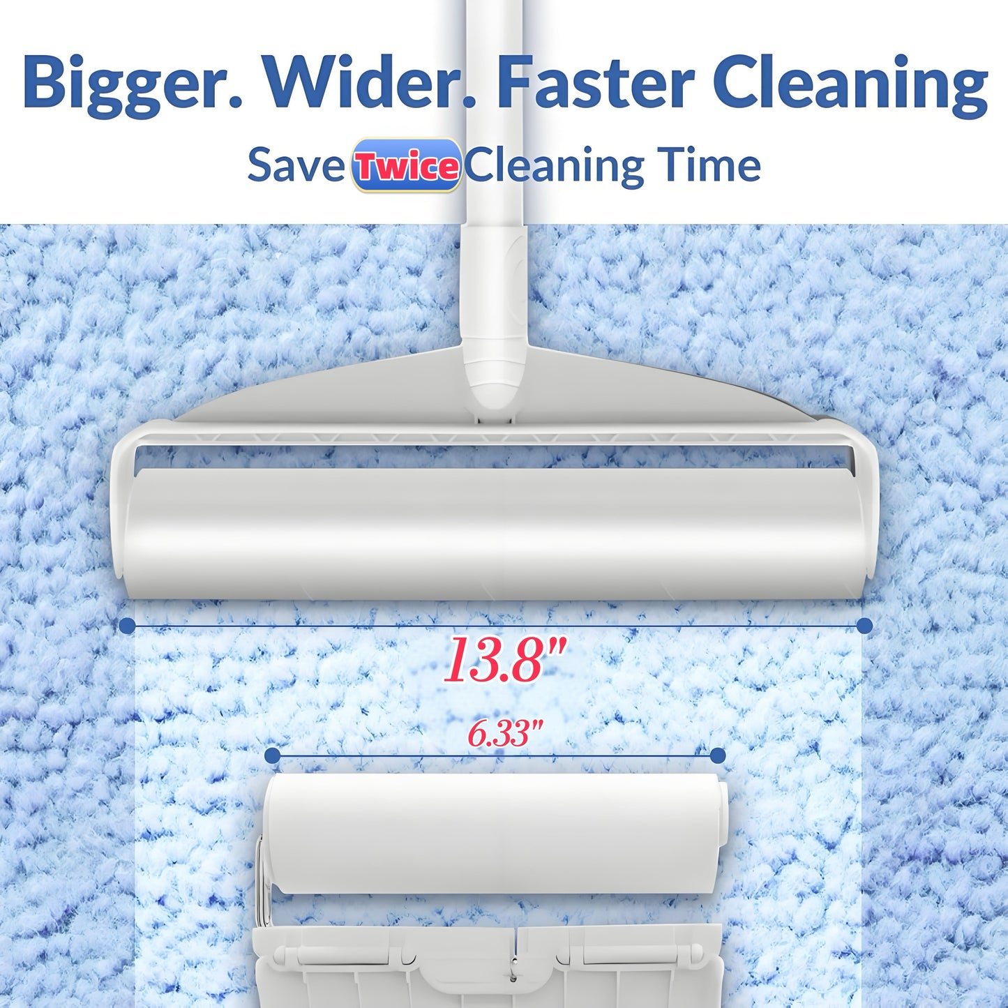 Largest Pet Hair Lint Rollers with 48" Adjustable Long Handle Wide 13.8" Refill Prevent Pet Hair Flying all over the Floor