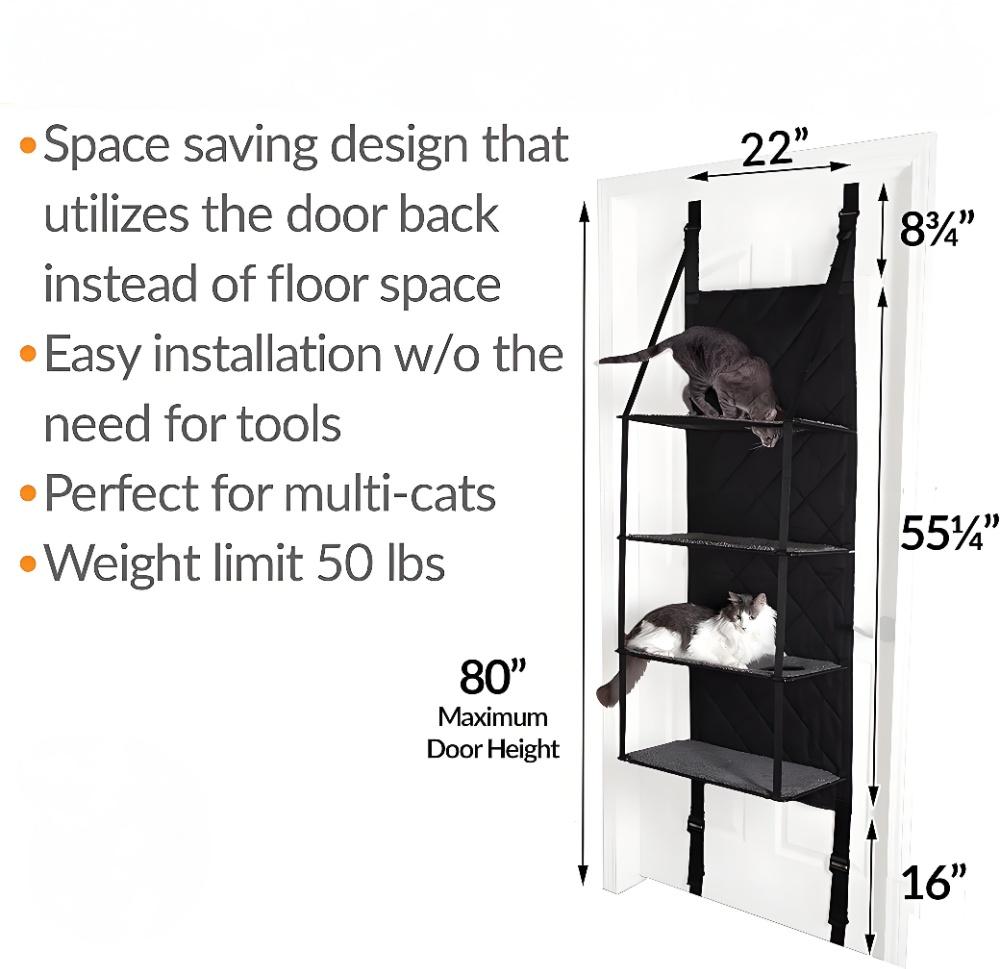 4 Level Door Mounted Cat Climber Foldable Multifunctional Cat Tower Bed