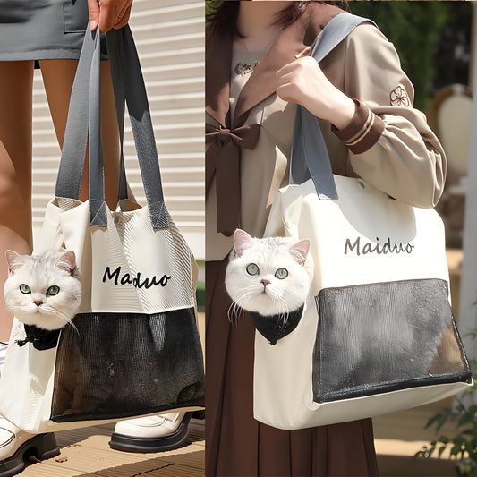 Breathable Cat Carrier Bag Canvas Shoulder Bag for Small Cats Outdoor Carrying Travel Handbag