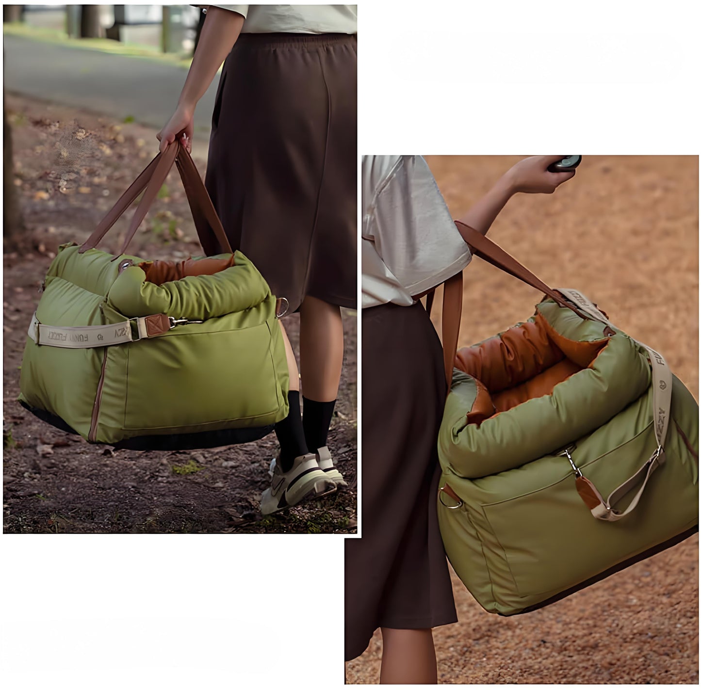 Olanty Portable Dog Car Safety Seat for Dogs, Waterproof 3 in 1 Soft Leather Dog Car Bed for Travel Carrying Bag with Non-Slip Base