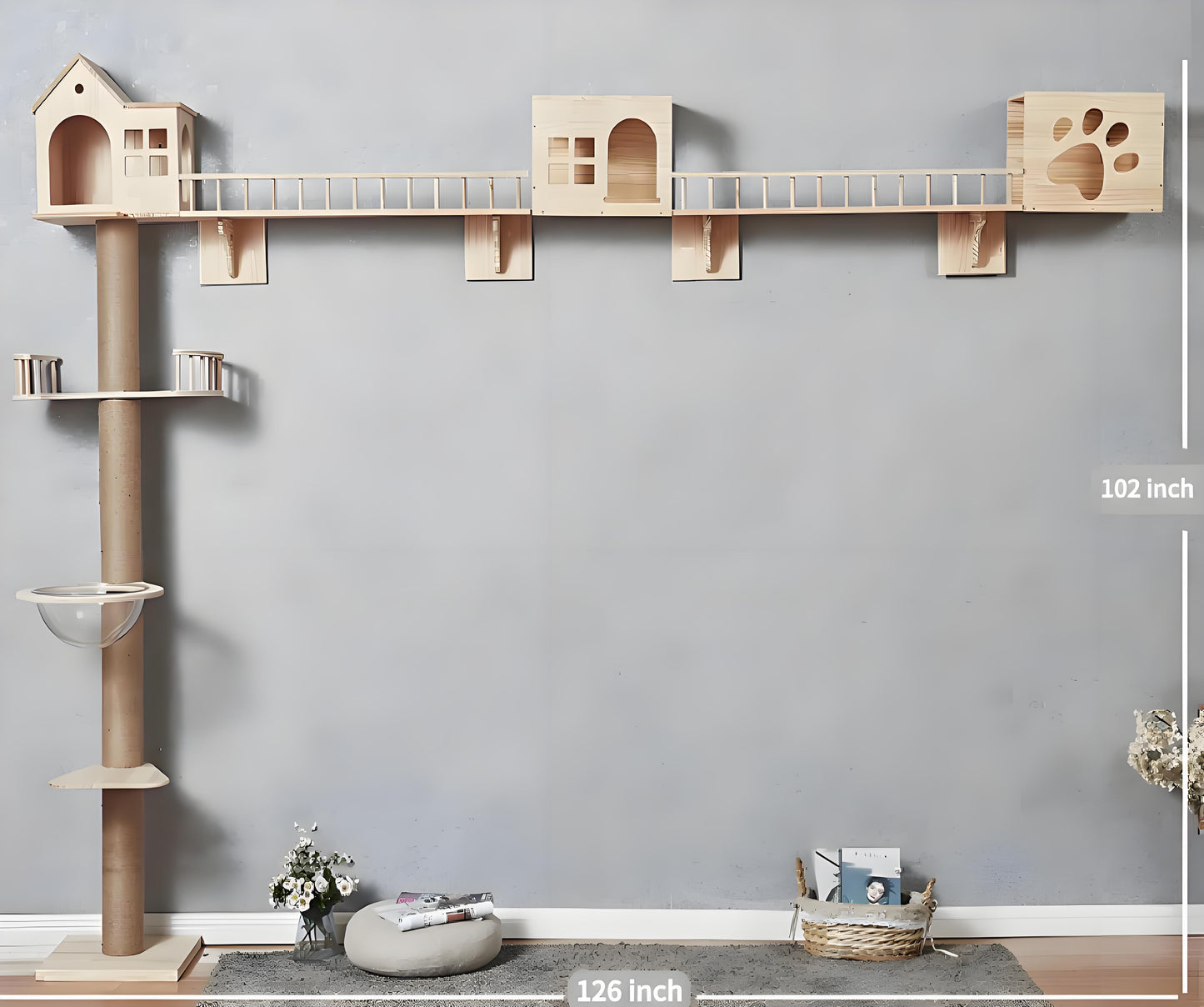Olanty Solid Wood Cat Tree Cat Playground for Wall