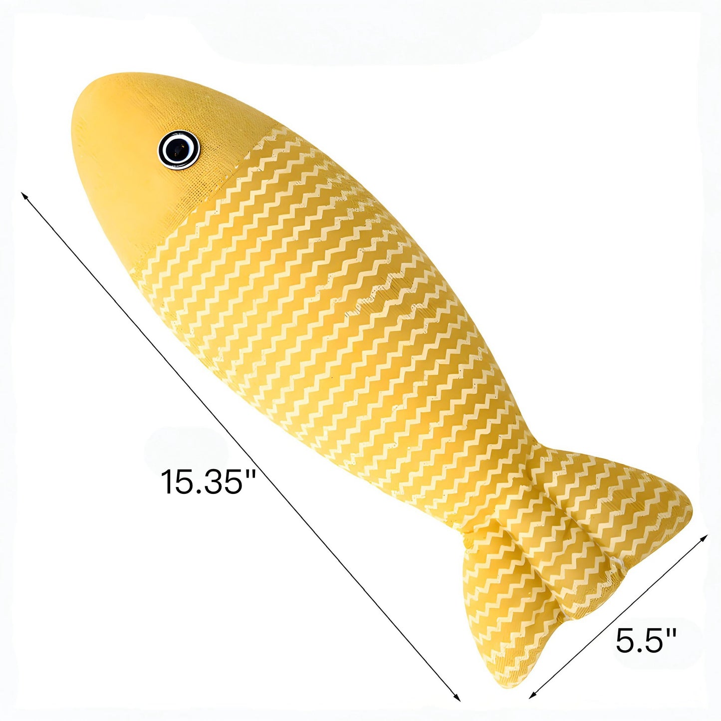 Olanty 2 Pcs Fun and Durable Catnip Maximum Fish Toys Interactive Exercise Toys for Indoor Cats 15 Inches Yellow&Red