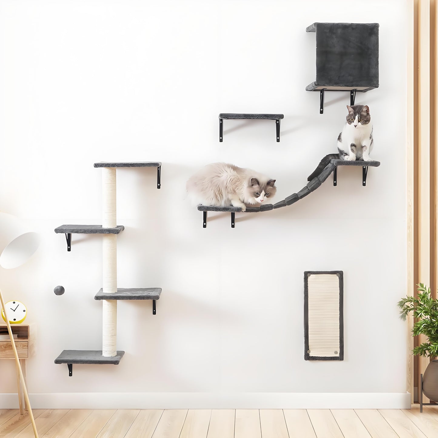 Olanty Wall Mounted Cat Tree Cat Wall Playground Set of 5pcs