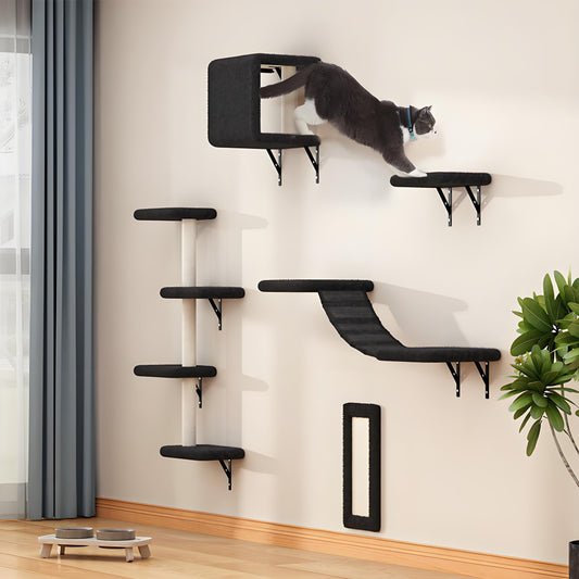 Olanty Wall Mounted Cat Tree Cat Wall Playground Set of 5pcs