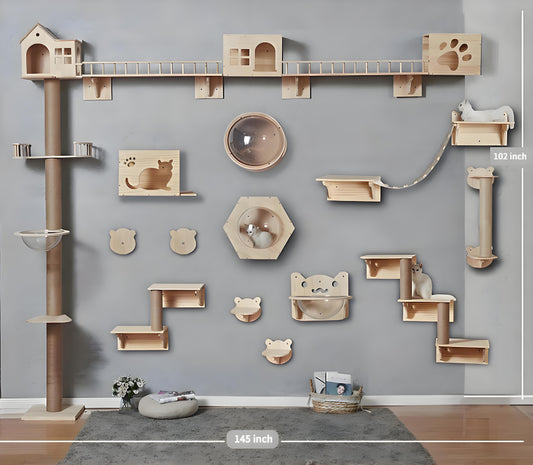Olanty Solid Wood Cat Tree Cat Playground for Wall