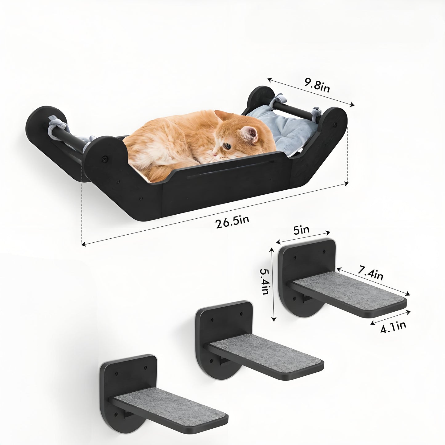 Olanty Cat Wall Shelves with 3 Steps - Wall Mounted Cat Tree Set Climbing, Playing and Sleeping