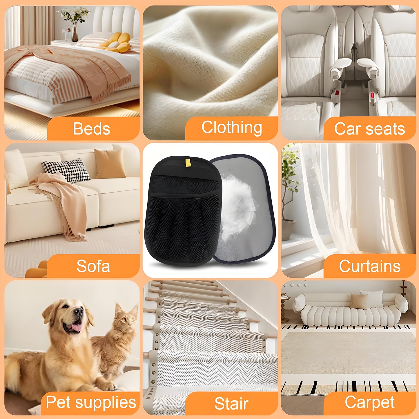 Pet Hair Removal Glove for Dogs & Cats Electrostatic Reusable Brush Hair Remover Tool for Couch, Furniture, Carpet, Car Seat & Clothes(2 pcs)