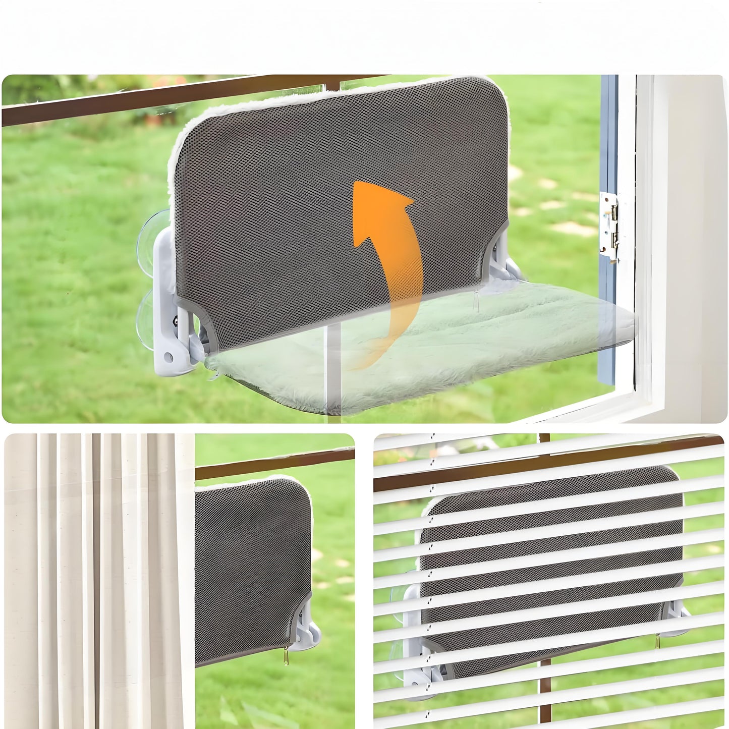 Olanty Cat Window Perch Cordless Foldable Cat Hammock for Wall with 4 Suction Cups