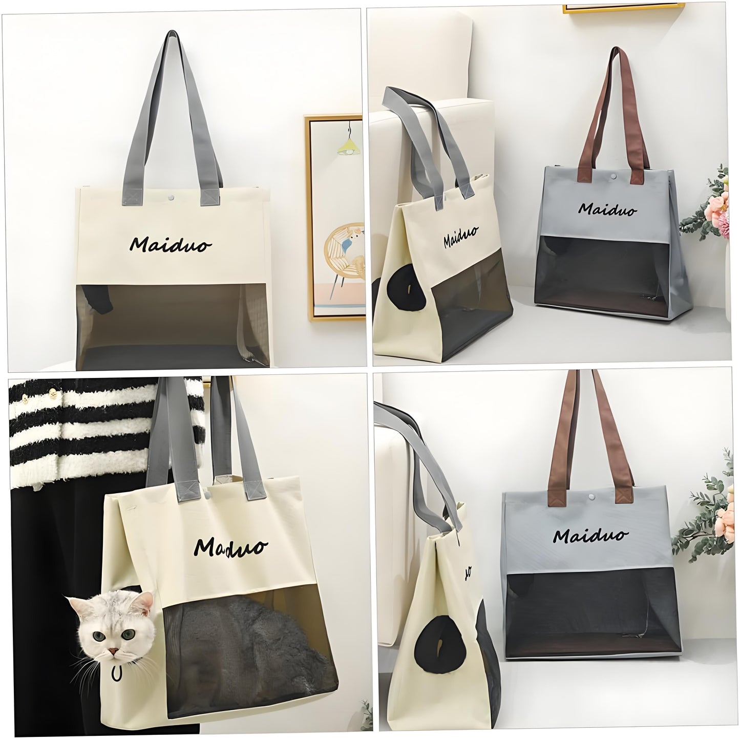 Breathable Cat Carrier Bag Canvas Shoulder Bag for Small Cats Outdoor Carrying Travel Handbag