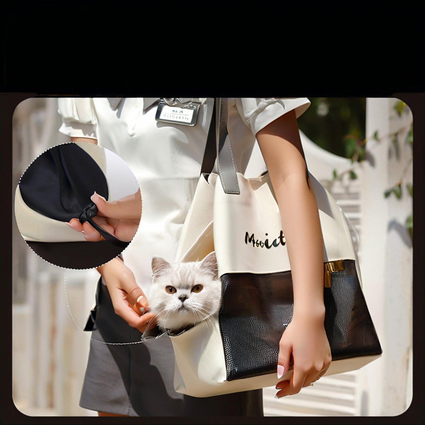 Breathable Cat Carrier Bag Canvas Shoulder Bag for Small Cats Outdoor Carrying Travel Handbag