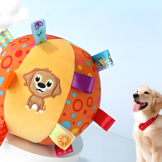 Dog Squeaky Plush Toy with Straps, Dog Soccer Ball Toy with Soft Stuffed Cotton Durable Dog Chew Ball Toy for Small to Large Dog