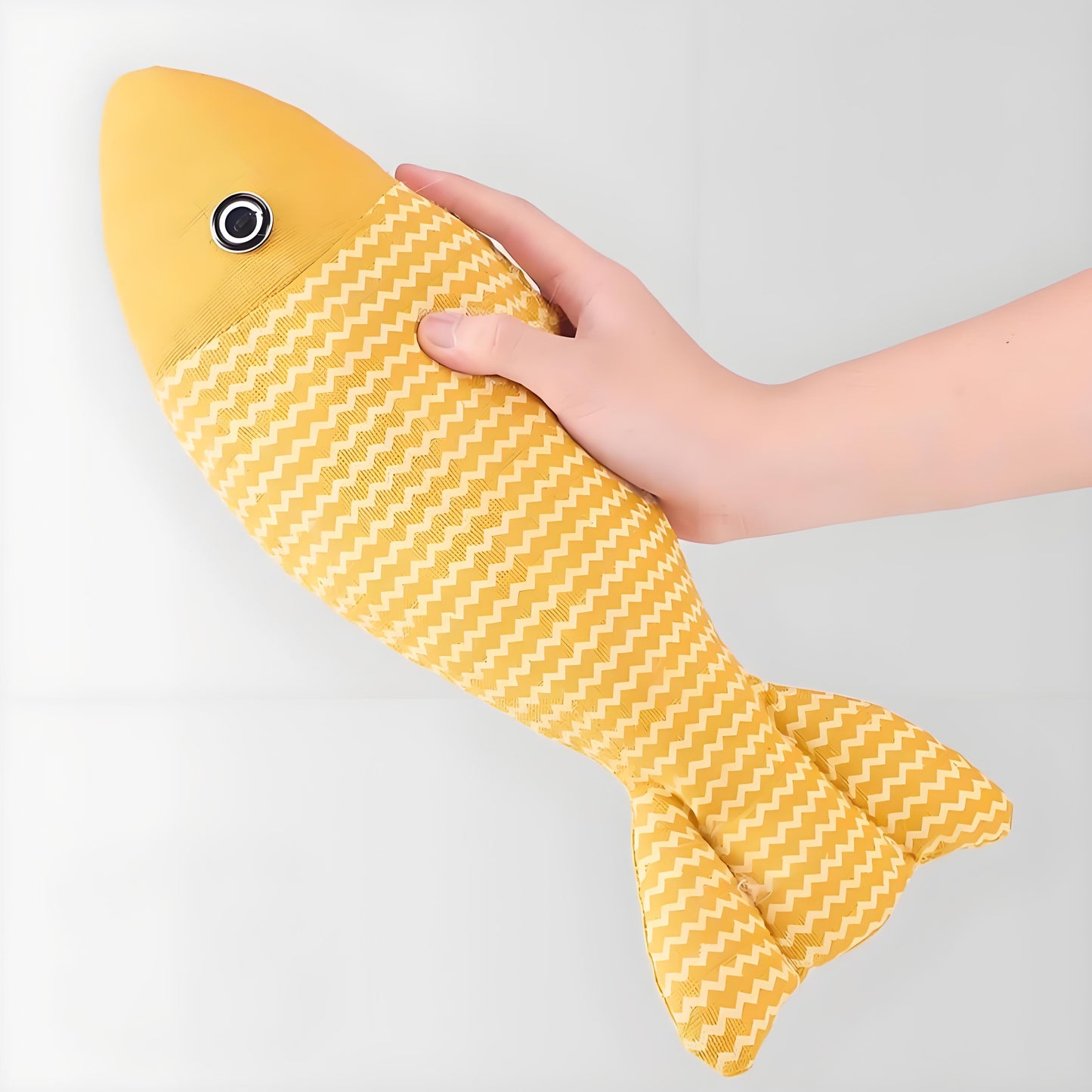 Olanty 2 Pcs Fun and Durable Catnip Maximum Fish Toys Interactive Exercise Toys for Indoor Cats 15 Inches Yellow&Red