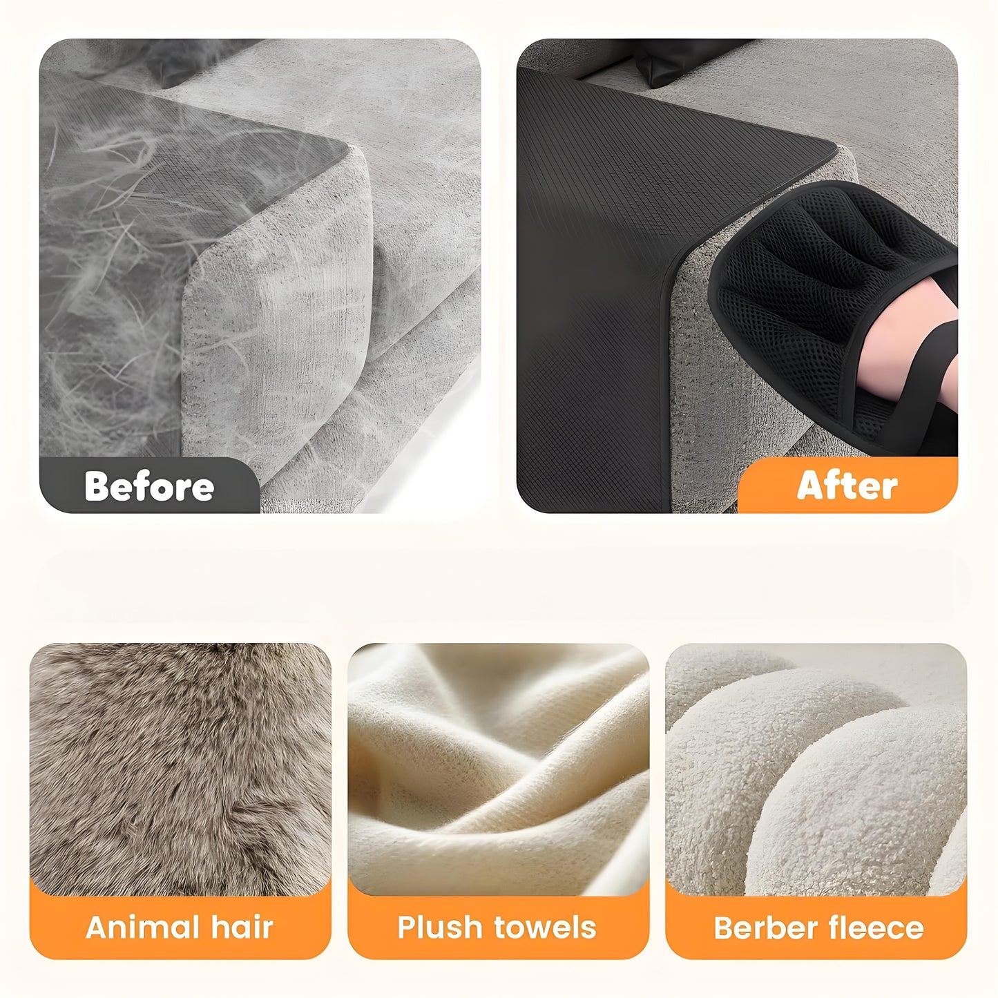 Pet Hair Removal Glove for Dogs & Cats Electrostatic Reusable Brush Hair Remover Tool for Couch, Furniture, Carpet, Car Seat & Clothes(2 pcs)