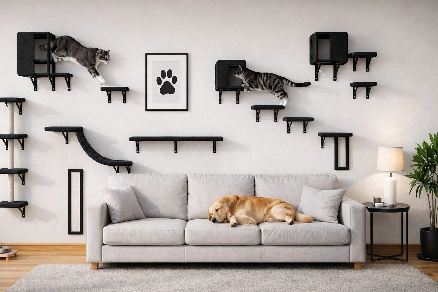Olanty 5-Piece Wall-Mounted Cat Playground – Creating a safe and fun vertical adventure space