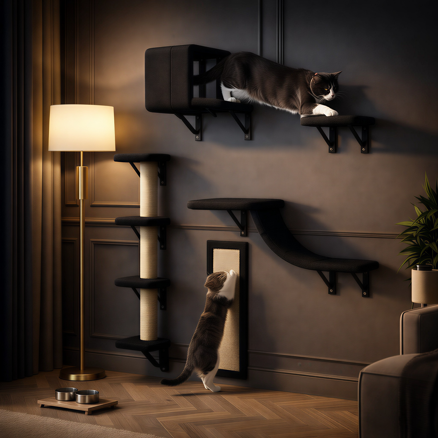Olanty 5-Piece Wall-Mounted Cat Playground – Creating a safe and fun vertical adventure space