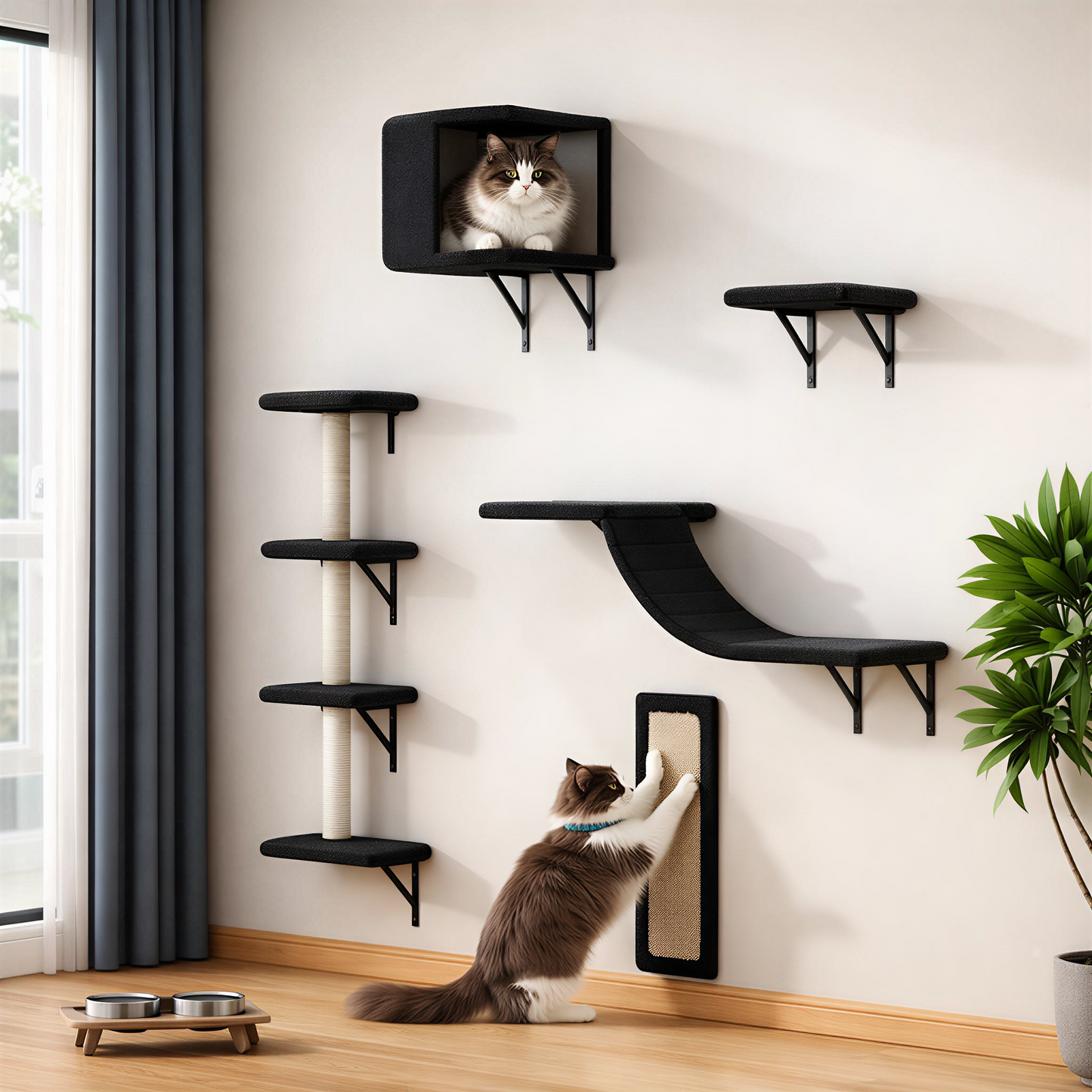 Olanty 5-Piece Wall-Mounted Cat Playground – Creating a safe and fun vertical adventure space